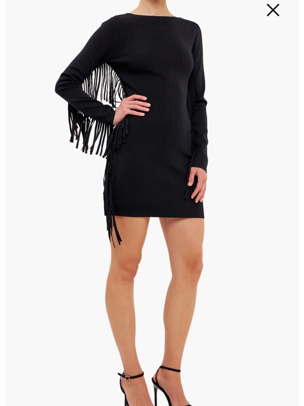 Endless Rose Backless Long-Sleeve Fringe Mini Dress